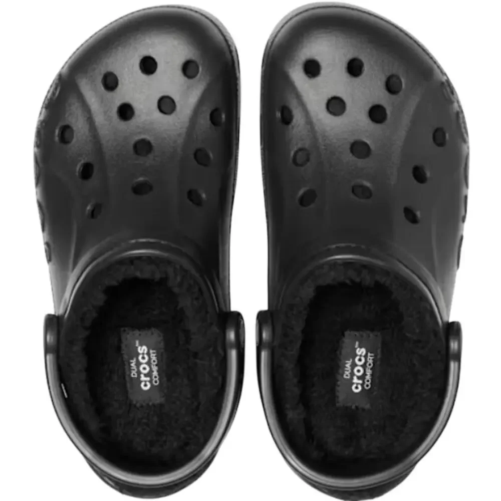 Crocs Unisex Black Baya Lined Clogs Size M's 7 W's 9